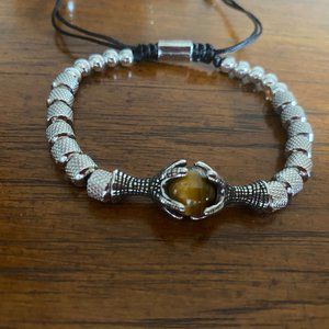 Trendy/Heavy Handmade Stainless Steel Claws Tiger Eye Bracelet